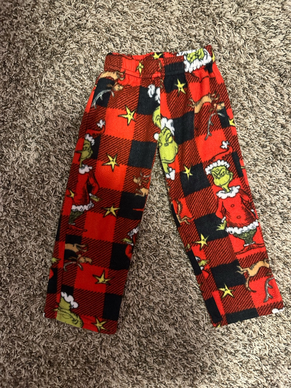 Disney Red & Black Plaid Grinch Kids Pajama Bottoms